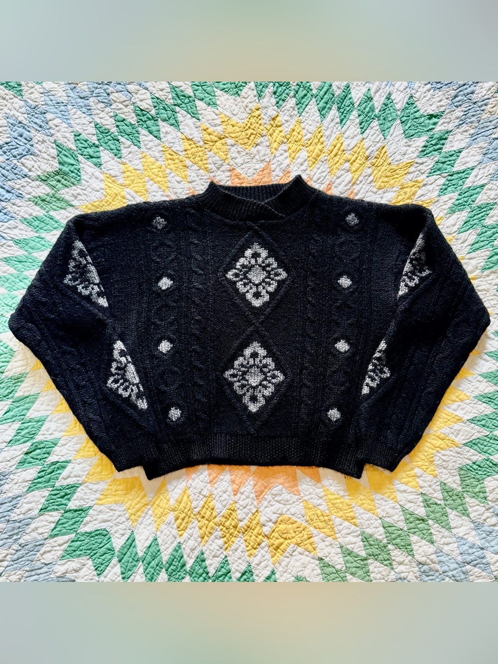 Vintage 80s/90s Laura Ashley Cropped Wool Sweater — S/M